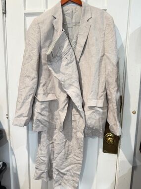 Men's Light Beige Linen Blazer - Classic Tailored Jacket Made in Italy